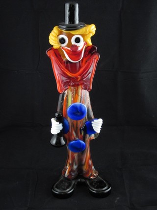 A Murano glass figure of a clown 13"