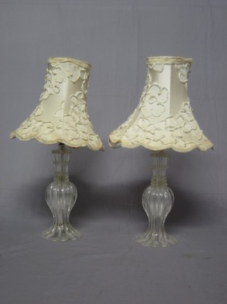 A pair of glass club shaped table lamps 9"