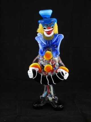 A Murano glass figure of a clown playing an accordion 12", f and r,