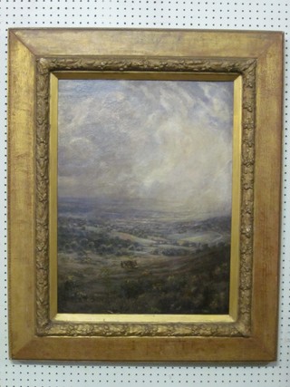 Sidney Cooper, oil on canvas "Downland Scene with Cart" 23" x 17" contained in a gilt frame