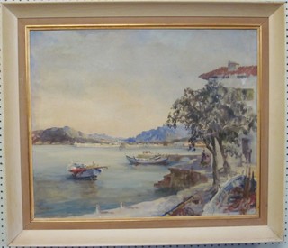 Francis R Flint, oil on canvas "Evening Puerto Pollira" 19" x 23"