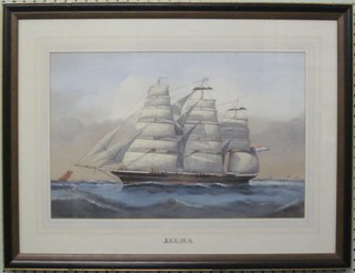 Ken Brown, watercolour drawing "Sailing Ship Europa" 11 1/2" x 18"