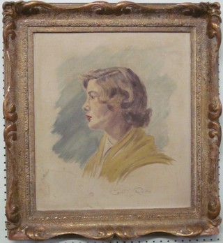 Cura D Row, oil on canvas, head and shoulders portrait "Young Lady" signed and dated 1950 17" x 15"