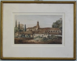 Edward Fryer, watercolour "Busaco Convent Portugal" 7" x 11" signed, the reverse with Spinks label