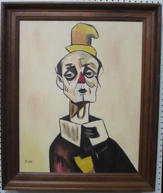 Bond, modern art, oil painting on canvas, head and shoulders portrait "Clown" 19" x 15"
