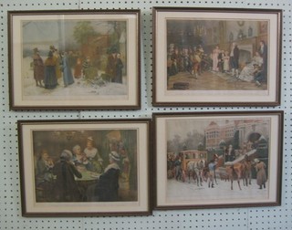 A set of 4 19th Century coloured prints "Christmas Scenes"