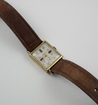 A gentleman's Chalet wristwatch contained in a gilt metal case