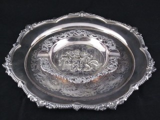An embossed Dutch silver plated ashtray 5", a silver plated salver