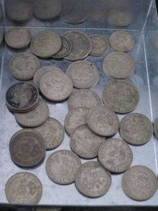2 George VI silver half crowns, various florins and shilling pieces