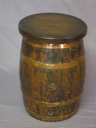 A turned coopered barrel converted for us ase a stool 13"