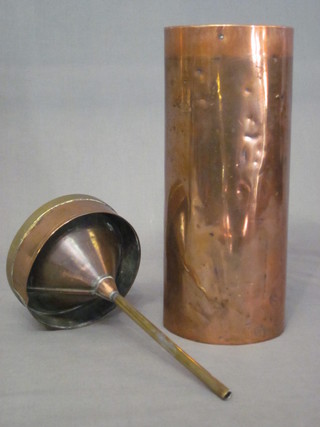 A 19th Century copper and brass banded rain water measure