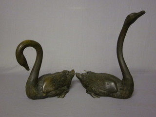 2 bronze figures of swans 13" ILLUSTRATED
