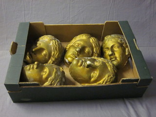 5 various plaster wall masks of classical ladies
