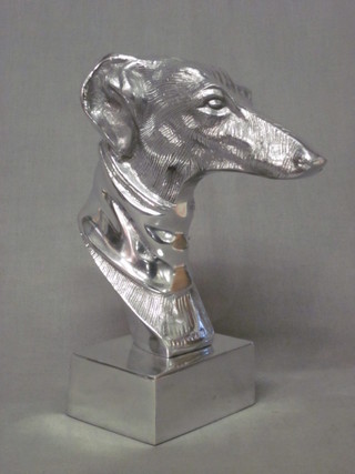 An aluminium head and shoulders portrait bust in the form of a greyhound 10"