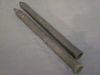 2 18th/19th Century metal candle moulds 12 1/2"