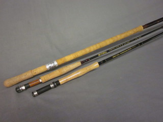 A Mitchell Thymallus travel 4'9" carbon fibre fly rod, a Jeffrey Bucknell 3 section carbon fibre fly rod and a Bruce & Walker  Avon Perfection carbon fibre fishing rod