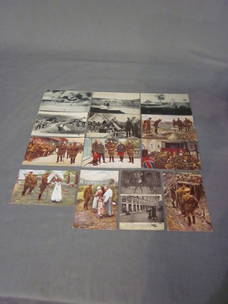A collection of WWI colour postcards
