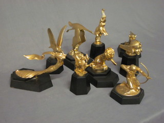 9 various Franklyn Mint gilt metal models of radiator mascots