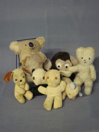 A collection various cuddly toys