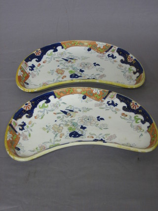 A pair of 19th Century Iron Stone china crescent salad plates 8"