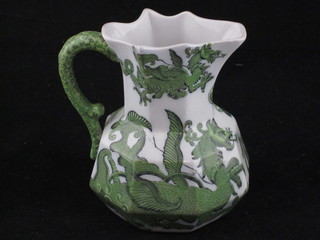 A Masons octagonal ironstone jug with green dragon decoration,  the base with black Masons patented ironstone mark 5"