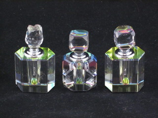 3 various glass scent bottles and stoppers 3"