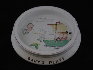 A Shelley Mabel Lucy Attwell baby's plate decorated motto 7", heavily worn,