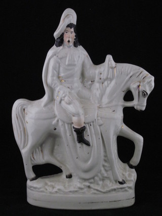 A 19th Century Staffordshire flat back figure of a horseman, head f and r, 11"
