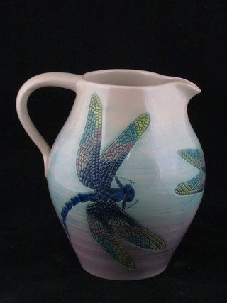 An Art Pottery Dennis China Works pottery jug decorated Dragonflies, 6"