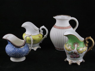 A 19th Century Minton white glazed porcelain jug 6" and 4 other  jugs