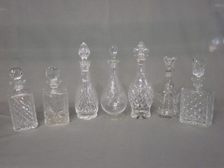 2 square cut glass spirit decanters, a rectangular cut glass spirit  decanter and 4 others