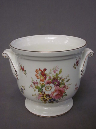 A Hammersley twin handled jardiniere with floral decoration 7"