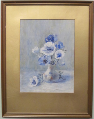 S S Wilson, watercolour, still life study "Vase of Flowers" 12  1/2" x 9 1/2"