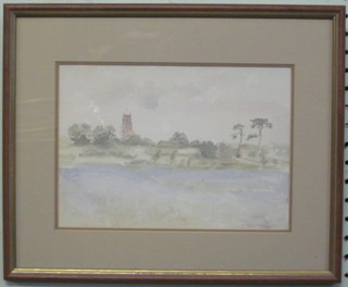 Greenwood, watercolour drawing "Hexford Church" 6 1/2" x 9"