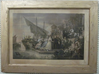 A 19th Century coloured print "The Landing of Mary Queen of  Scots 1561" 17" x 25"