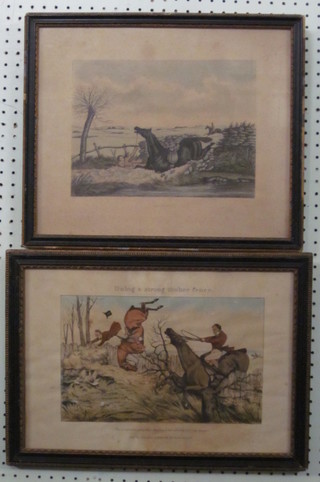 6 various coloured hunting prints contained in a Hogarth frame  8" x 11" ..h178