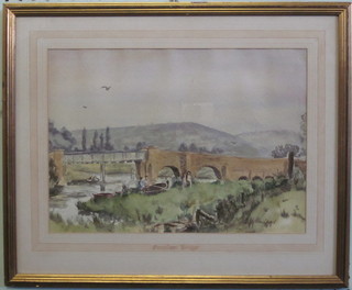 A J I Jenning, watercolour drawing "Greatham Bridge Nr Pulborough" 10" x 14", signed