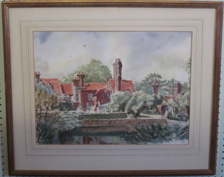 A J I Jenning, watercolour drawing "Batlers Green House, Radlett" 12" x 17"