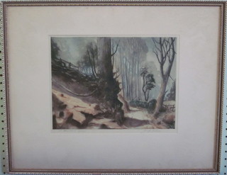An artist proof coloured print "Woodland Byway" 8 1/2" x 11  1/2", signed in the margin with blind proof stamp