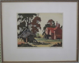 James Priddey, artists proof print "The Old Mill Callaughton Shropshire" signed in the margin with blind proof stamp 9" x 12"