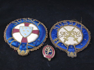 A gilt metal and enamel Mark Master Masons Provincial Grand Officer's collar jewel, Deacon, together with 2 Knight Templar  Provincial Grand Officer's mantel badges