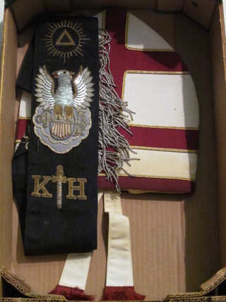 A Knight Templar High Priest's Mitre together with an Ancient  & Accepted Rites 30th Degree sash
