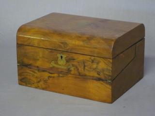 A Victorian D shaped walnut writing slope with hinged lid 12"
