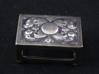 A rectangular embossed silver match box, Birmingham 1938, 1  ozs