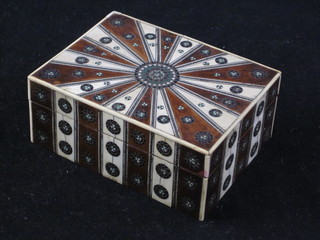 A Moorish inlaid ivory and wood trinket box 4"