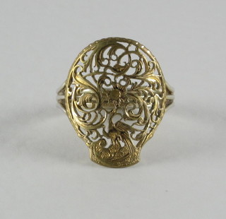 A pierced Eastern gilt metal dress ring