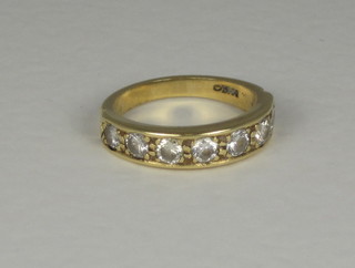 A 14ct gold half eternity ring set diamonds