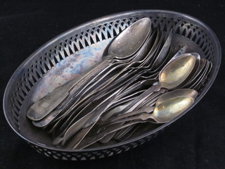 15 Continental fiddle pattern table spoons and 15 Continental  fiddle pattern teaspoons and 3 other teaspoons