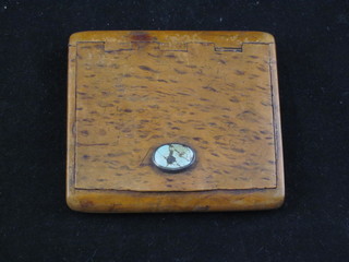 A 19th Century wooden cigarette case with hinged lid 3 1/2"