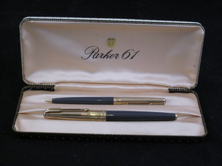A Parker 61 fountain pen together with ditto propelling pencil, cased